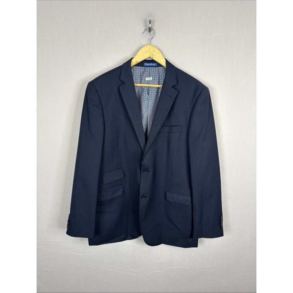 English Laundry‎ Blazer Mens 42R Navy Microcheck Lined Two Button Jacket